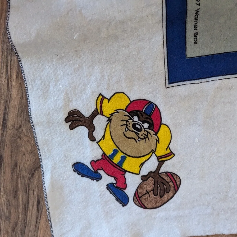 Vintage 1997 Fleece Taz The Tasmanian Devil Blanket. Sporty Taz.
